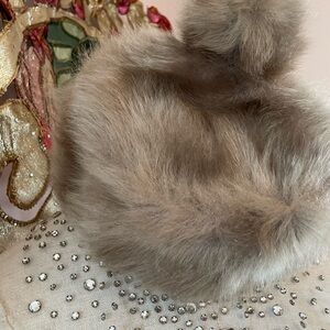 Fur Hat w Pom Made in Oslo Vintage